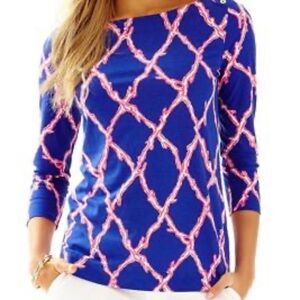 Lilly Pulitzer Vibrant Blue and Pink Long Sleeve Top